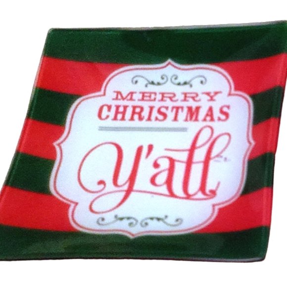 Christmas Glass Appetizer Tray,  Set of 4 Snack Plates, Glass Dessert Plates - Picture 8 of 10